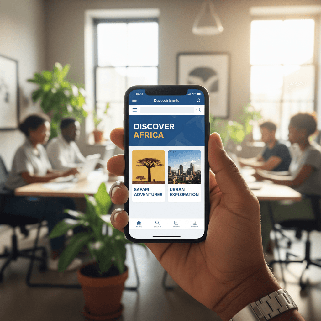Site web moderne affiché sur un smartphone